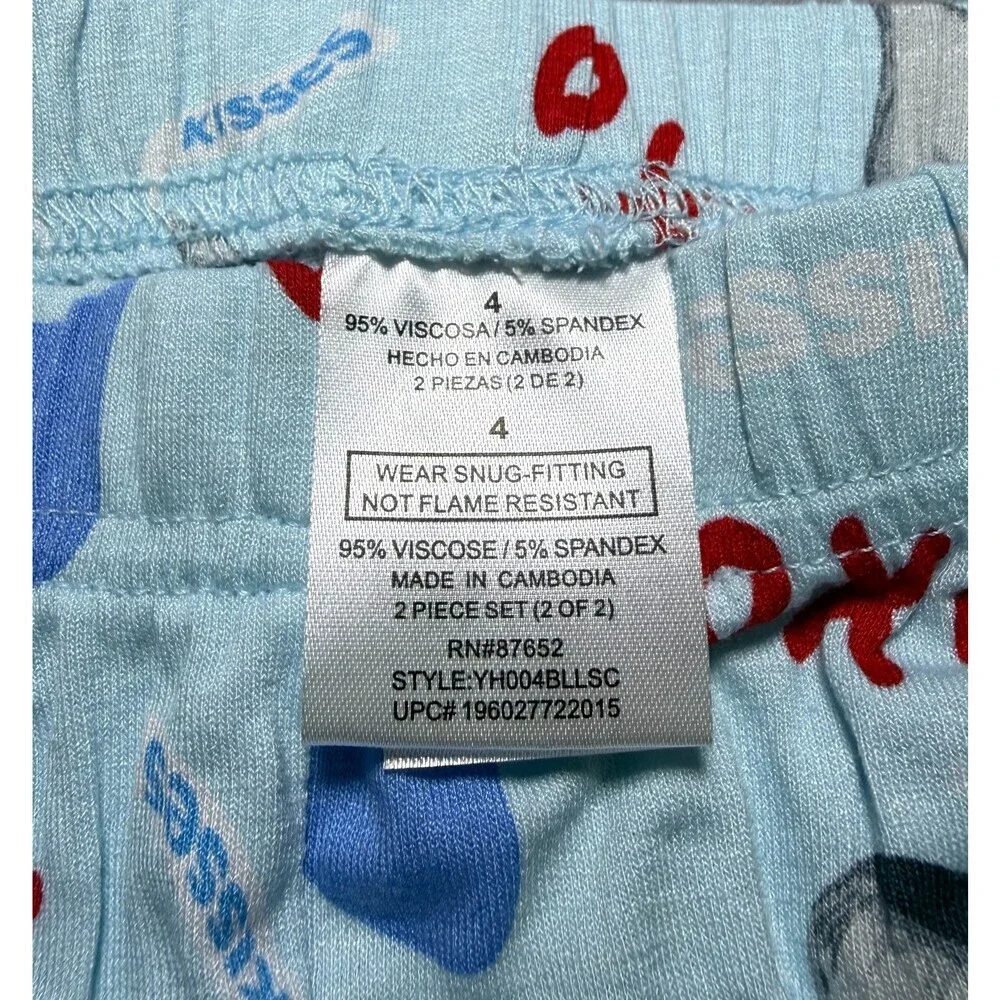 NWOT Hershey's Kisses Character Valentines Adorable 2-Piece Pajamas Kids 4 Blue